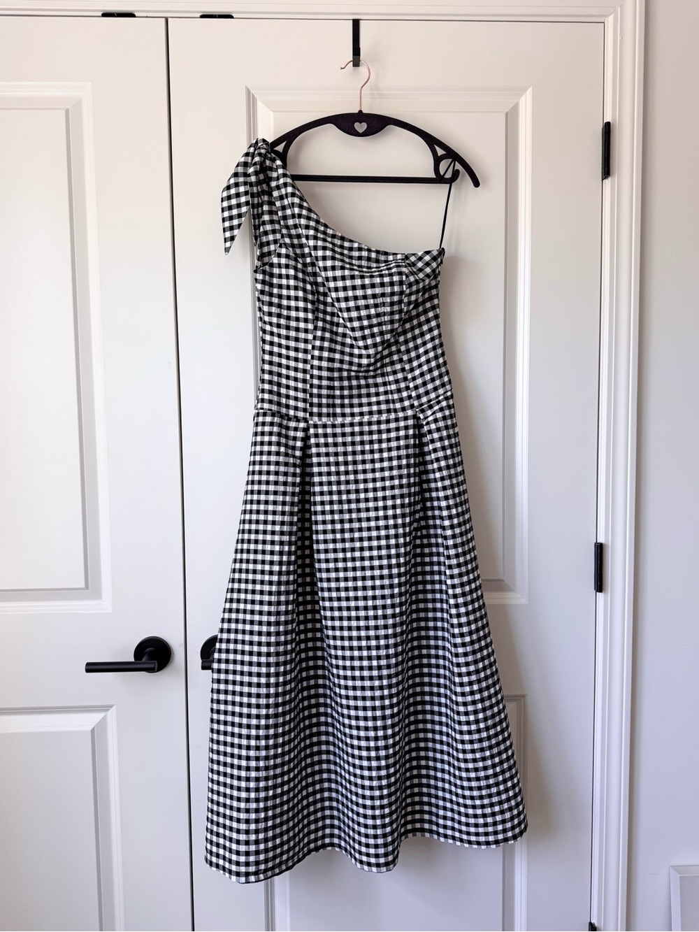 NWT Anthro Gingham One-Shoulder Midi Dress XS - Picture 6 of 15